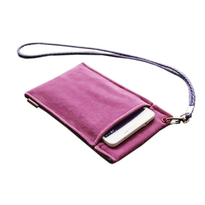 fake suede phone bag with handle