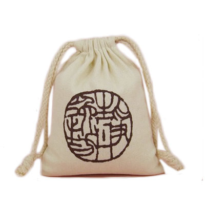 Canvas drawstring bag in printed logo