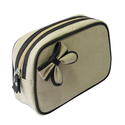 canvas cosmetic bag with nice ribbon