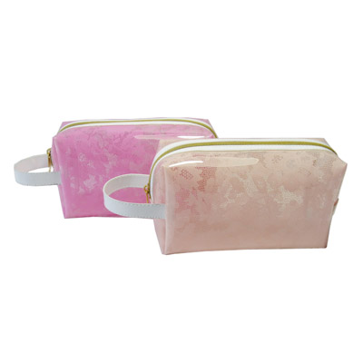 Monochrome Rose Pattern Clear Cosmetic Bag