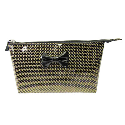 Gold honeycomb printing pu leather cosmetic bag