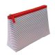 Nice red striped polyester cosmetic bag with vinyl binidng