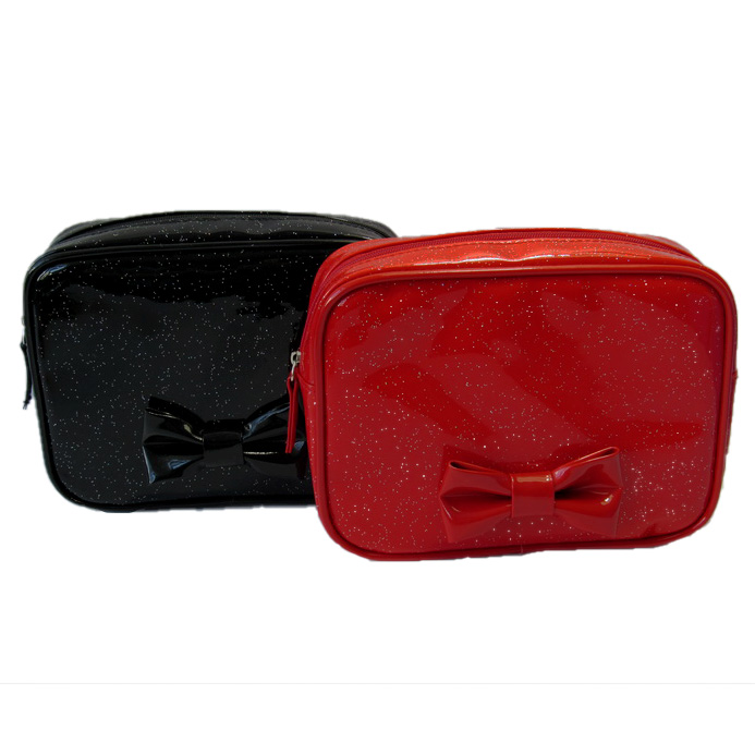 Glitter PU leather square cosmetic bag