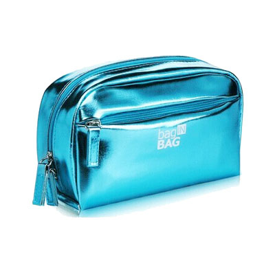 Metal PU leather ladies cosmetic bag