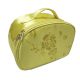 Satin with flock pattern cosmetic bag in round shape