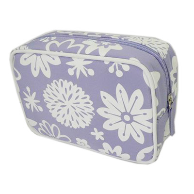 White printing square piping cosmetic bag