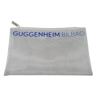 Silver mesh cosmetic pouch