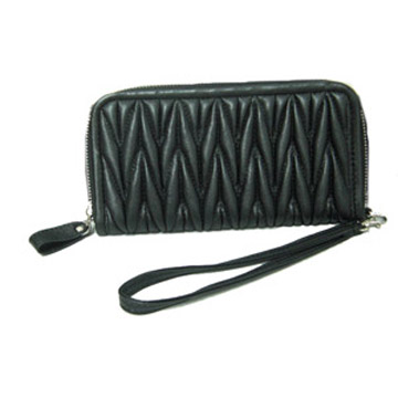 Quilted pu leather wallet for women